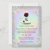 Winter Wedding Beauty Rose Dome Holographic Invitation (Front)