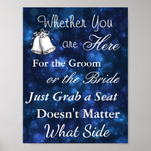 Winter Wedding Blue & White Seating Poster