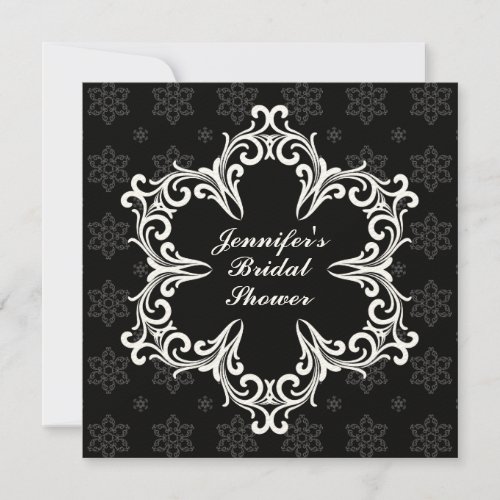 Winter Wedding Bridal Shower Invitation in B&amp;W