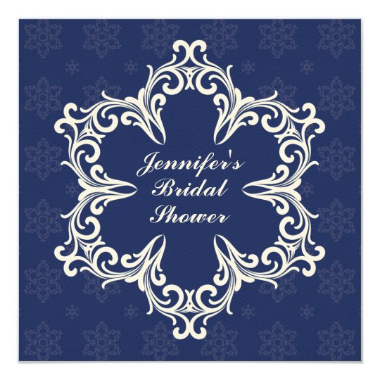 Winter Wedding Bridal Shower Invitation In Navy