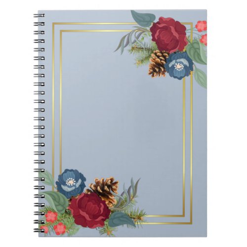 Winter Wedding Burgundy Teal Blue Modern Notebook