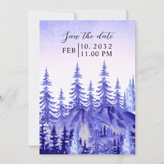 Winter Wedding Celestial Invitation Card Suite  (Back)