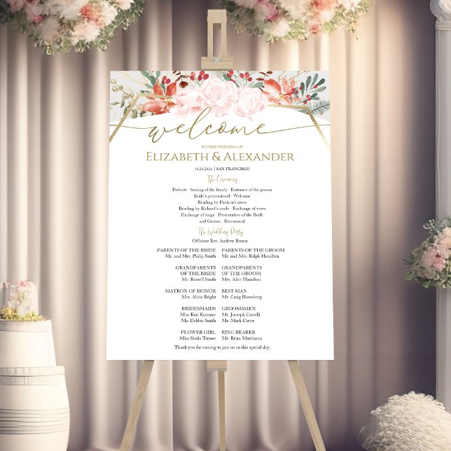 Winter Wedding Ceremony Program Sign Gilded Floral (Creator Uploaded)