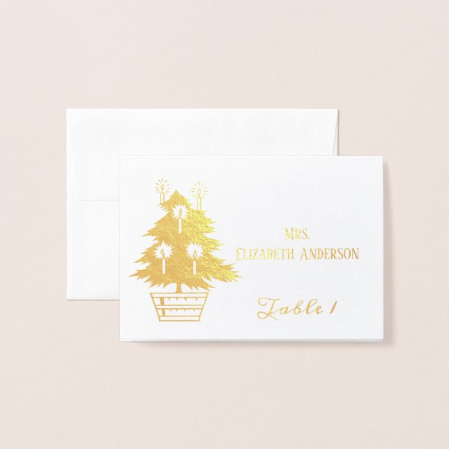 Winter Wedding Christmas Party Tree Place Card (Front With Envelope)