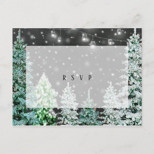 winter wedding christmas rsvp postcard (Front)