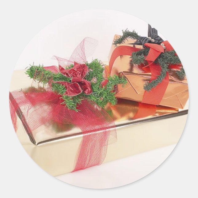 Winter Wedding Christmas Wedding Holiday Wedding Classic Round Sticker (Front)