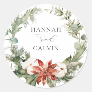 Winter Wedding Classic Round Sticker