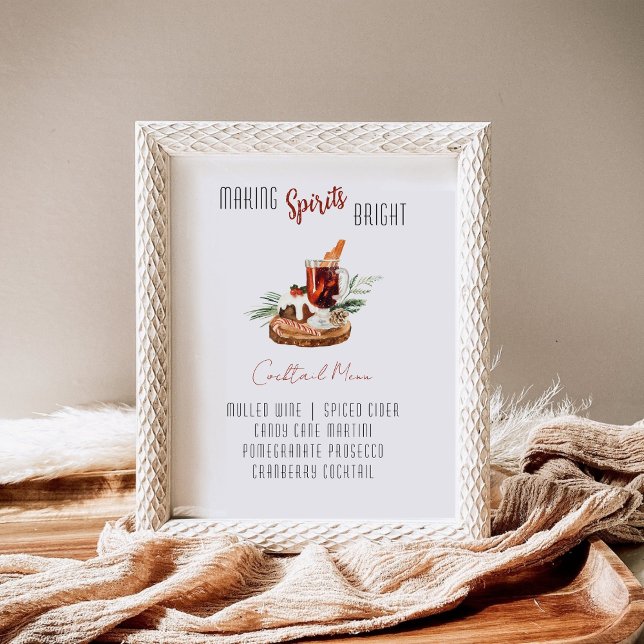 Winter Wedding Cocktail Bar Menu Party Sign (Creator Uploaded)