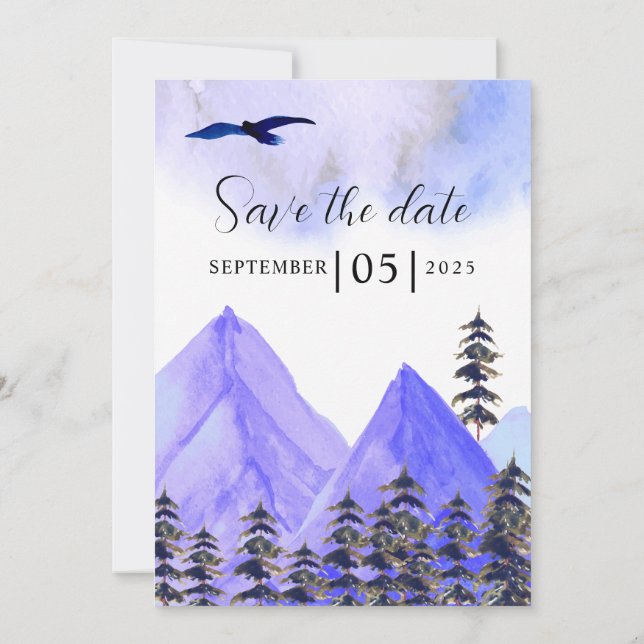 Winter Wedding Concept Evergreen Forest Party Invitation (Back)