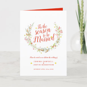 Winter wedding cones red berries star watercolor program