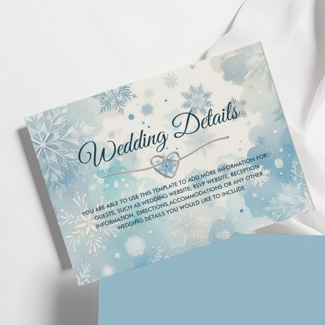 Winter Wedding Details Card with Snowflakes (Creator Uploaded)