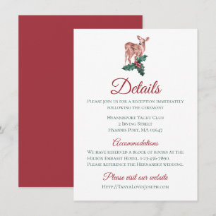 Winter Wedding Details Christmas Reindeer Floral Invitation