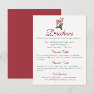 Winter Wedding Directions Christmas Deer Floral Invitation