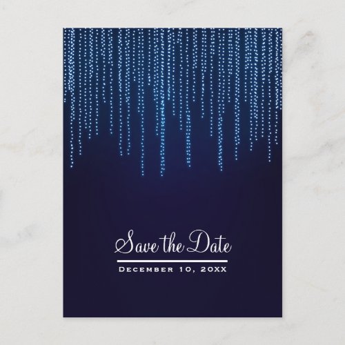 Winter Wedding Elegant Blue Lights Save the Date Announcement Postcard