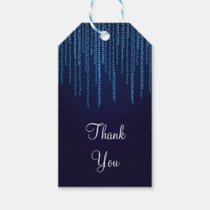 Winter Wedding Elegant Blue Sparkle Lights Favor Gift Tags