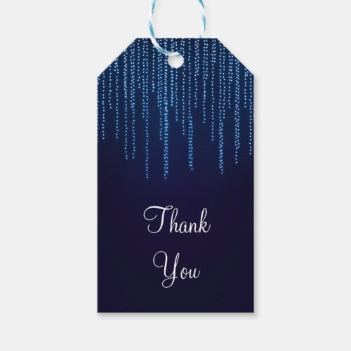 Winter Wedding Elegant Blue Sparkle Lights Favor Gift Tags