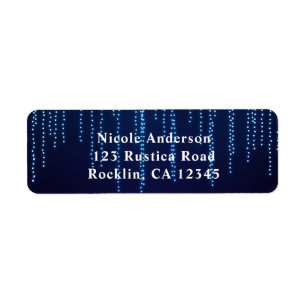 Winter Wedding Elegant Blue Sparkle String Lights Label