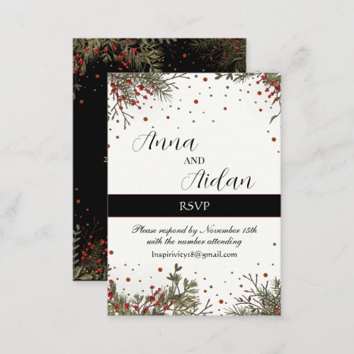 Winter Wedding Elegant Inspirivity Modern RSVP Enclosure Card