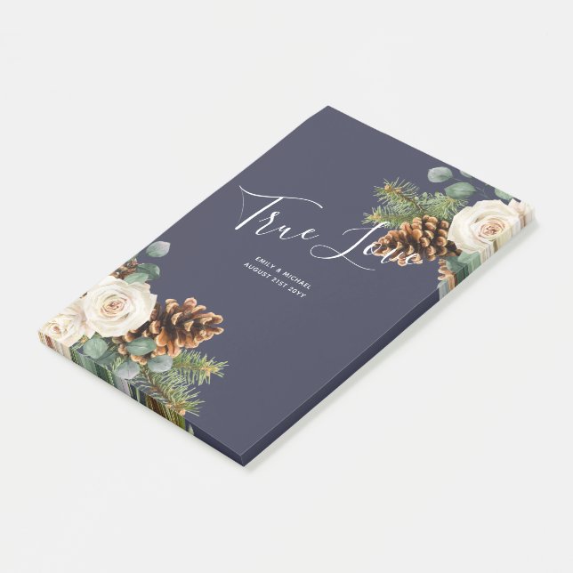 Winter Wedding Eucalyptus Greenery White Roses Post-it Notes (Angled)