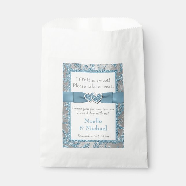 Winter Wedding Favor Bag | Winter Wonderland Blue (Front)