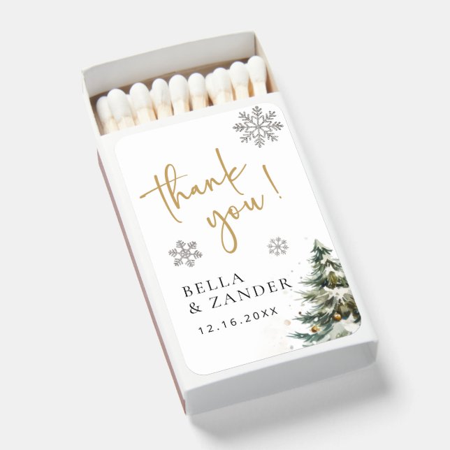 Winter Wedding Favors, Christmas Wedding Favor Matchboxes (Front Open)