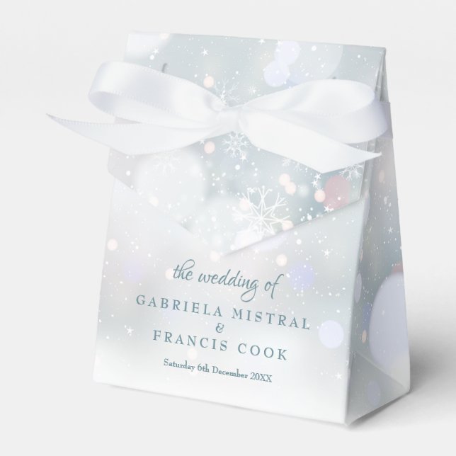 Winter Wedding First Snowflakes Favor Box (Front Side)