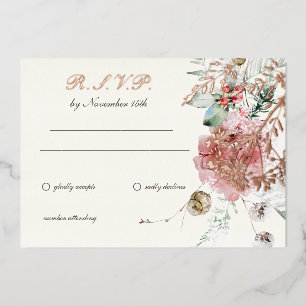 Winter Wedding Floral 2 Foil Invitation