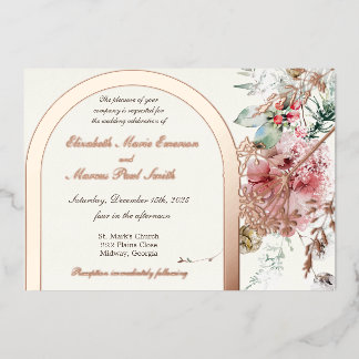 Winter Wedding Floral 2 Foil Invitation