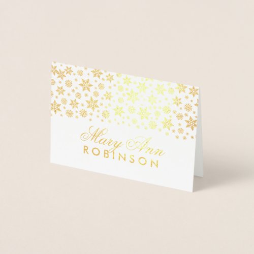 Winter Wedding Guest Seating Place Card Gold