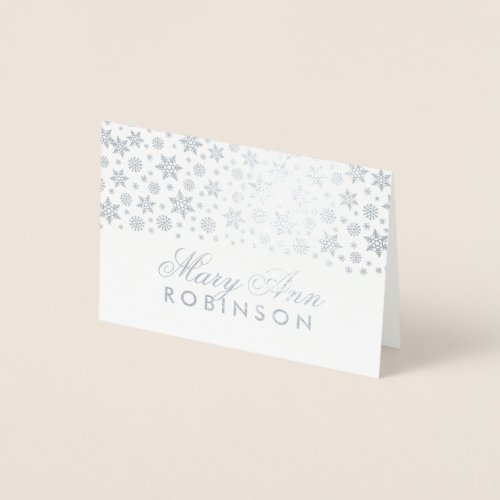 Winter Wedding Guest Seating Place Card Silver