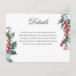 Winter Wedding Holly Berry Details Postcard