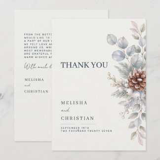 Winter wedding in blue-gray tones | Thank You Card