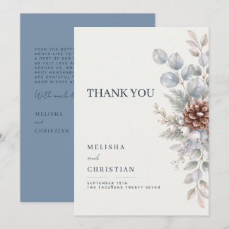 Winter wedding in blue-gray tones | Thank You Card