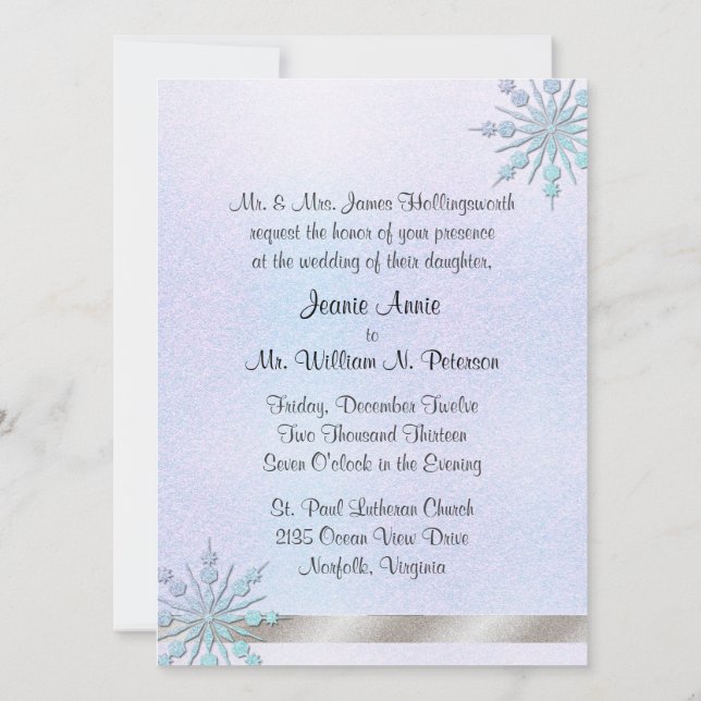 Winter Wedding Invitation (Back)