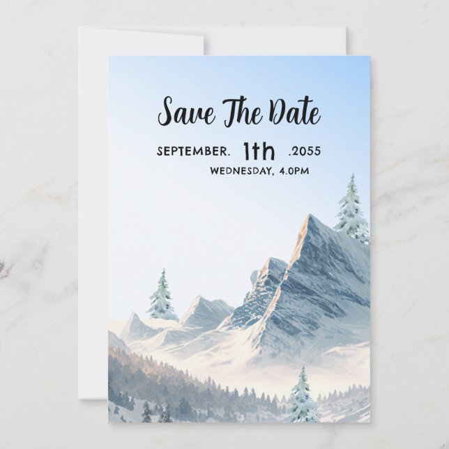 Winter Wedding Invitation Card Trees Vector (Back)