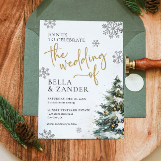 Winter Wedding Invitation, Christmas Wedding Invitation