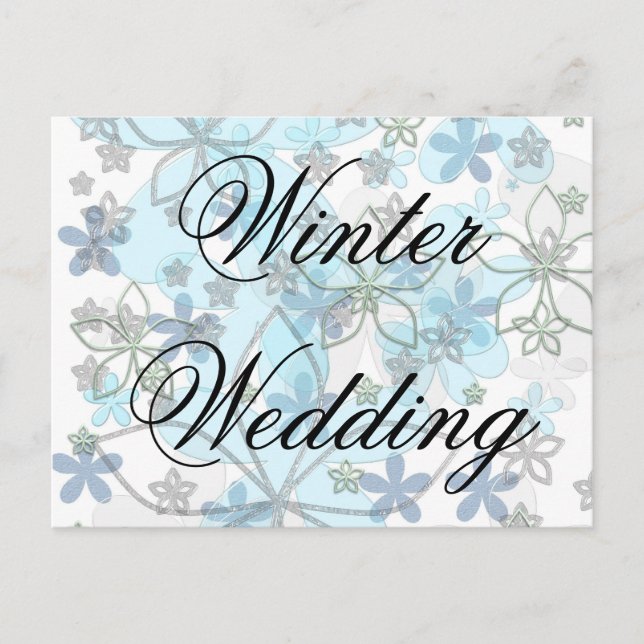 Winter wedding Invitation Snowflakes Postcard (Front)