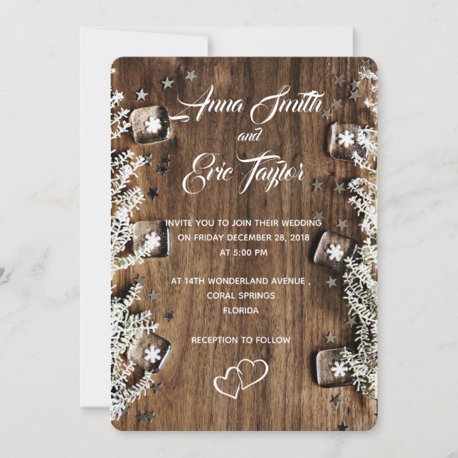 Winter Wedding Invitations - Wood and Ice (Front)