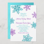 Winter Wedding Invite | Purple Turquoise Snowflake (Front/Back)