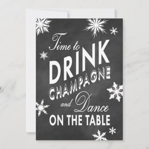 Winter Wedding Invite Time to Drink Champagne