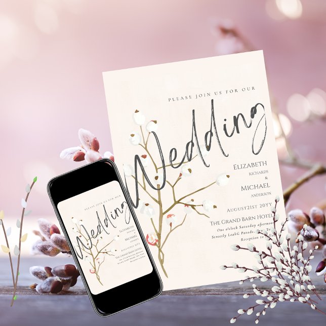 Winter Wedding Invite Willow Print or Digital (Creator Uploaded)