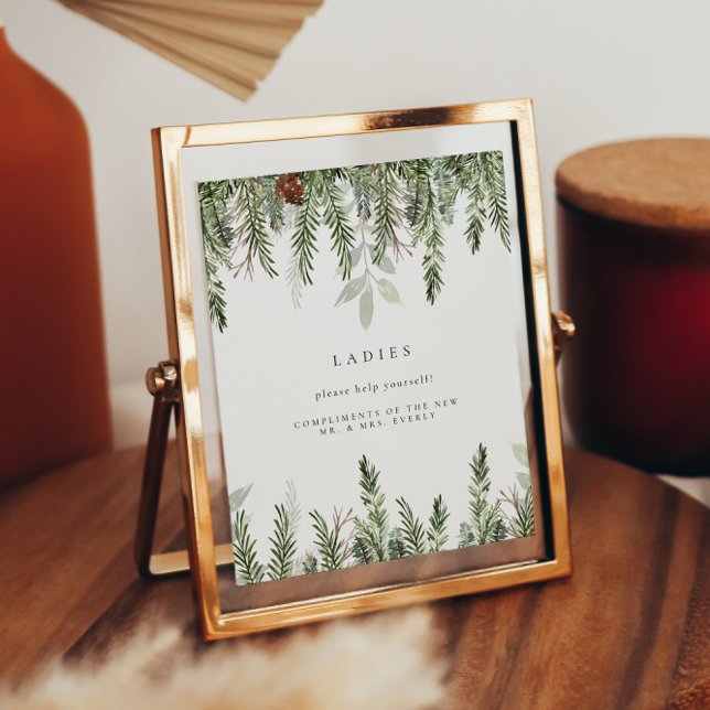 Winter Wedding Ladies Bathroom Basket Sign (Creator Uploaded)