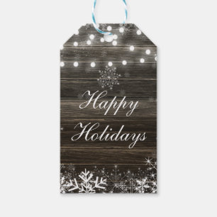 Winter Wedding Lights & Snowflakes Rustic Favor Gift Tags