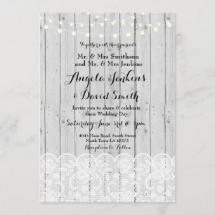 Winter Wedding Lights Wood Lace Party Invitation