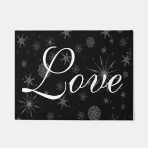 Winter Wedding Love Snowflakes Design Christmas Doormat