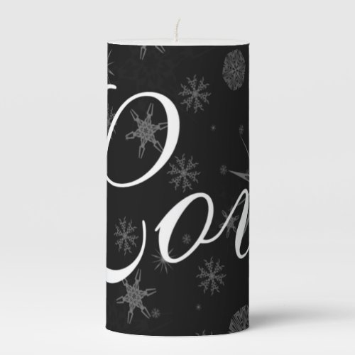 Winter Wedding Love Snowflakes Design Christmas Pillar Candle