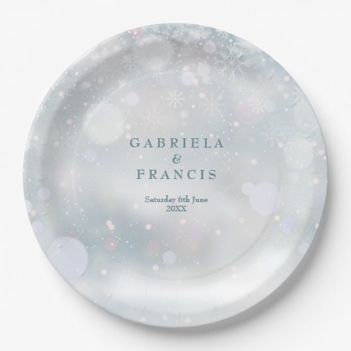 Winter Wedding Modern Elegant Snowflakes  Paper Plates