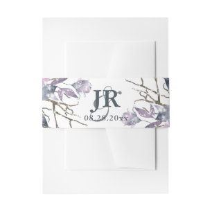 Winter Wedding Monogram Invitation Belly Band