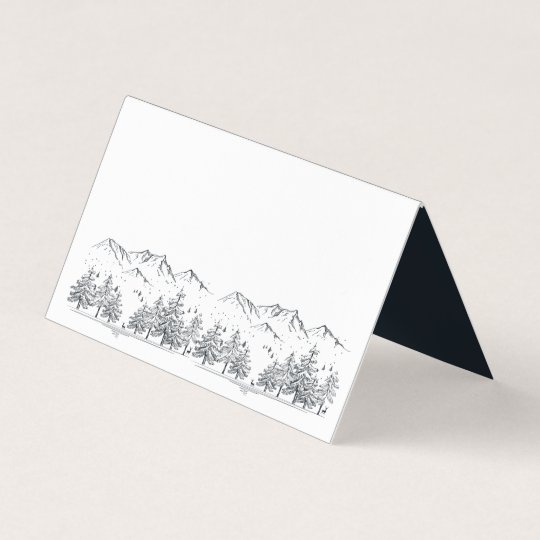 Winter Wedding Mountain Rustic Country Slate Gray Place Card