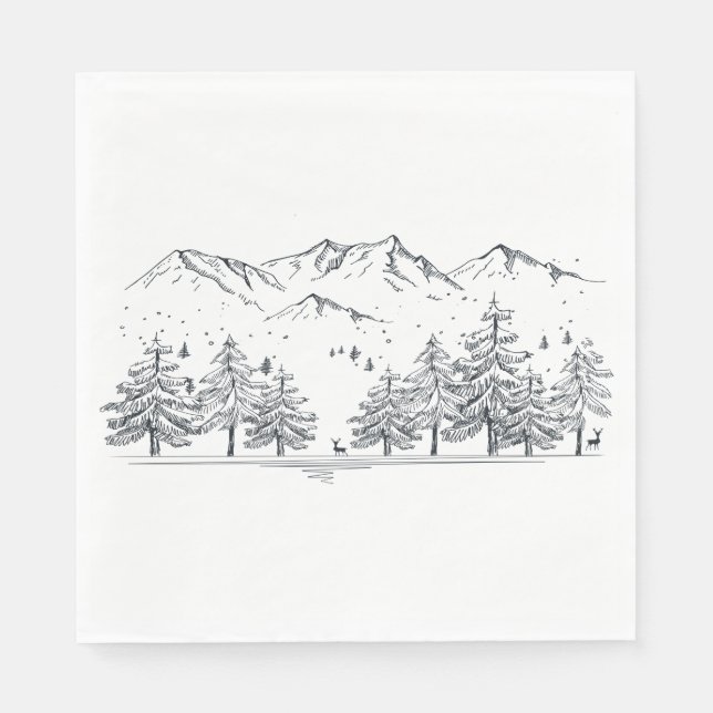 Winter Wedding Mountains Nature Trees Country Napkins (Front)